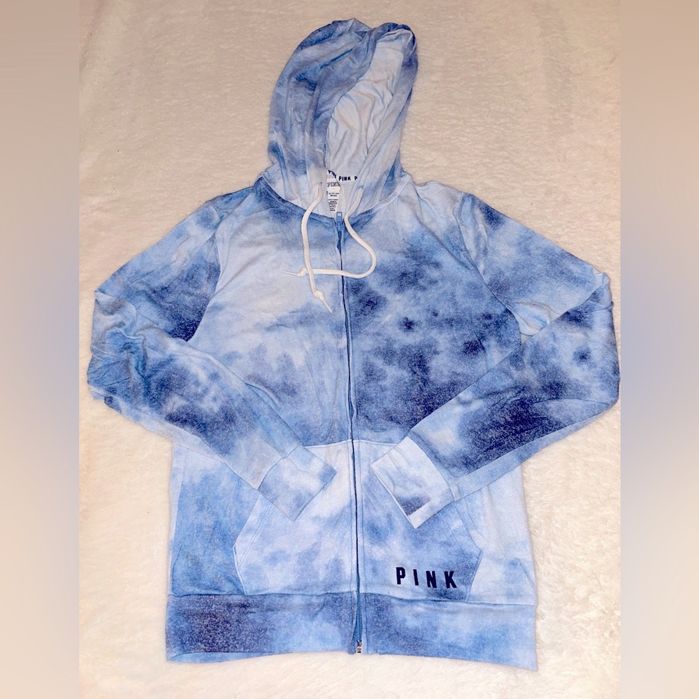 Victoria’s Secret PINK Tie Dye Jacket Jogger Limited Ed Blue Full Zip XS